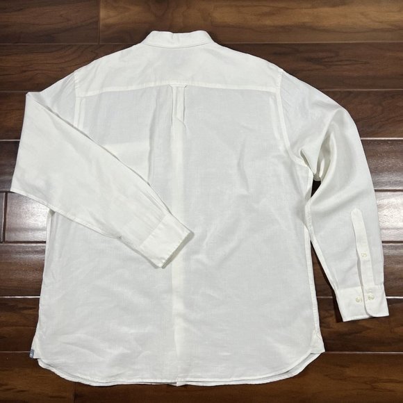 Peter Millar Men's Size XL Solid White Linen Cotton Silk Button Up Shirt - Picture 8 of 11